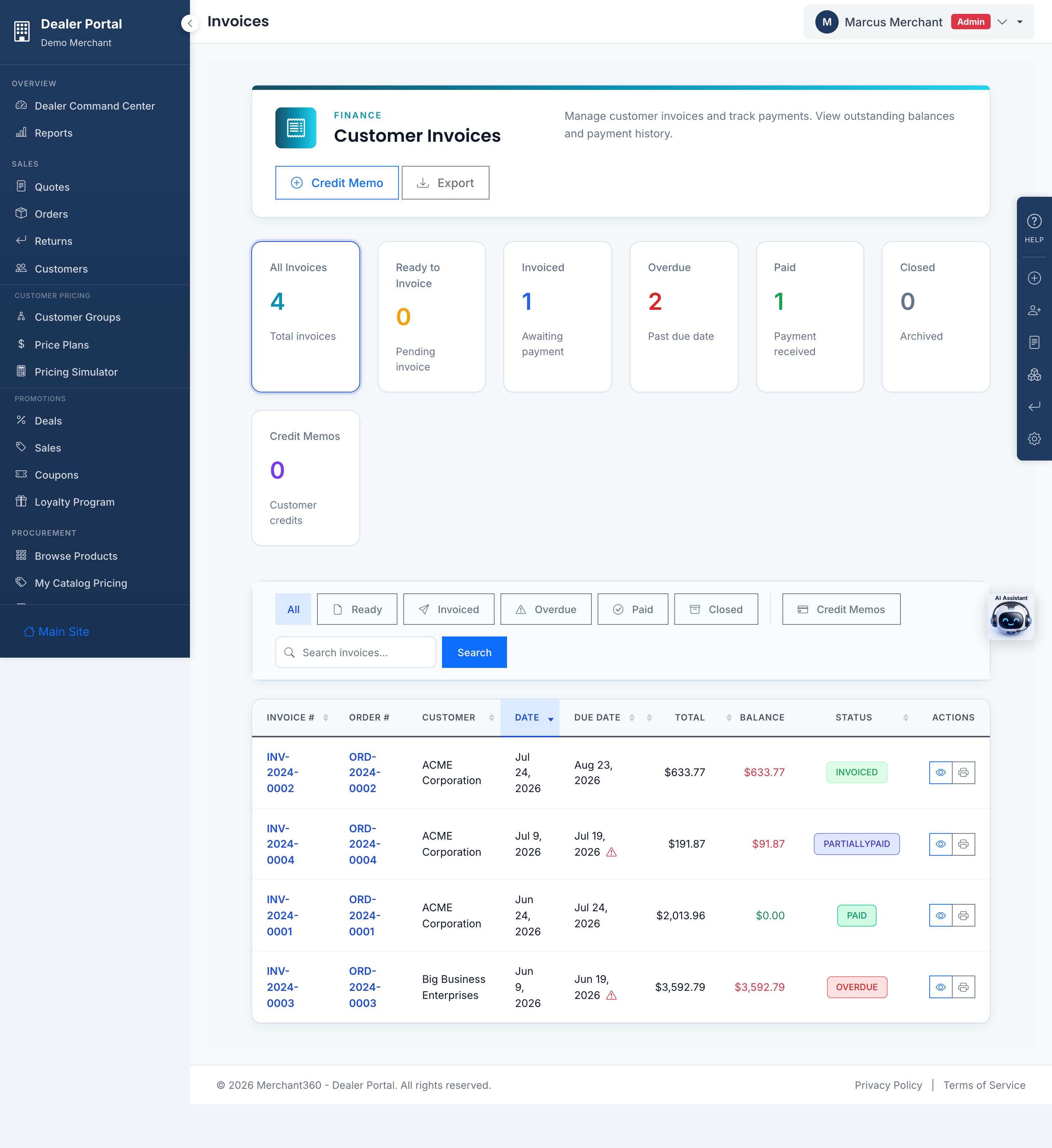 Customer Invoices