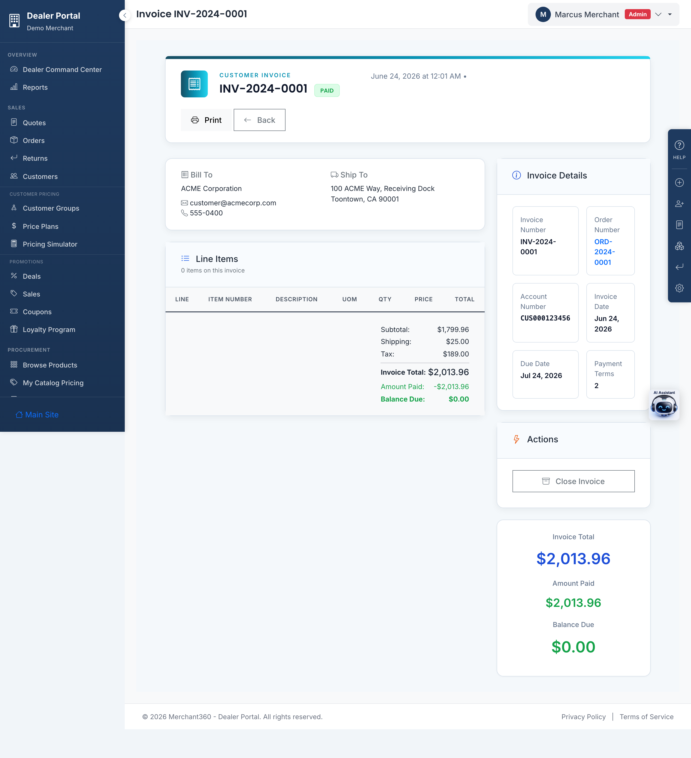 Invoice detail