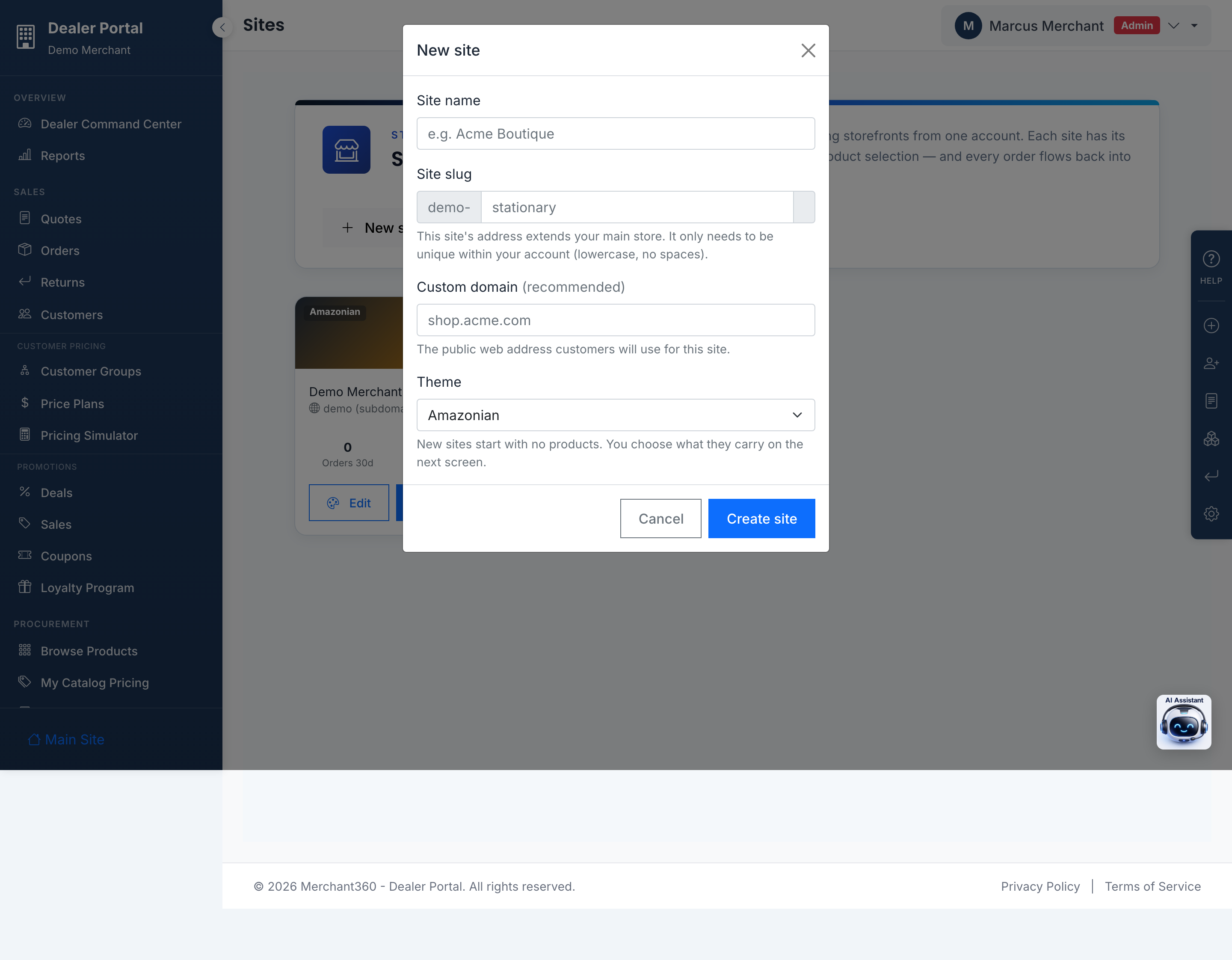 Create a site