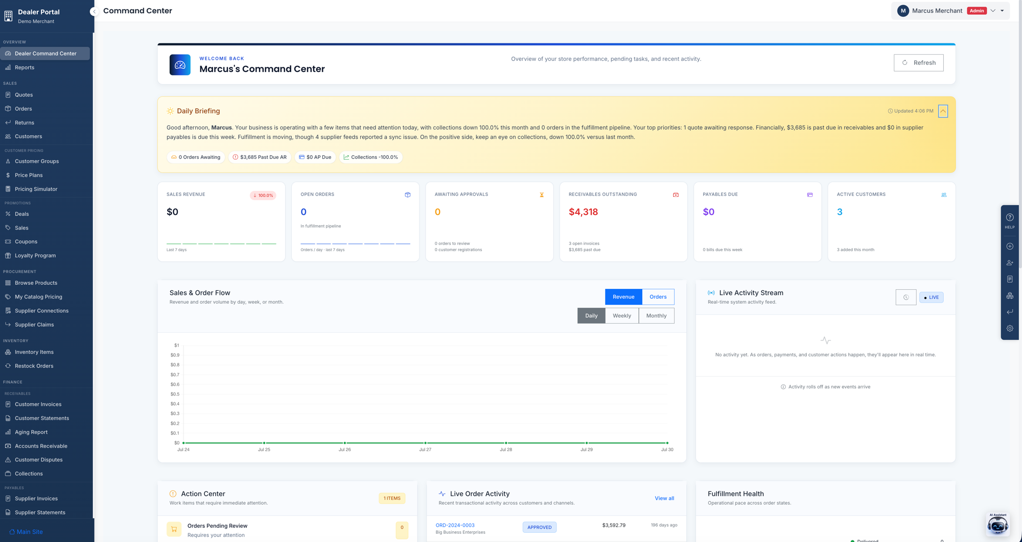 Vendorea dashboard command center